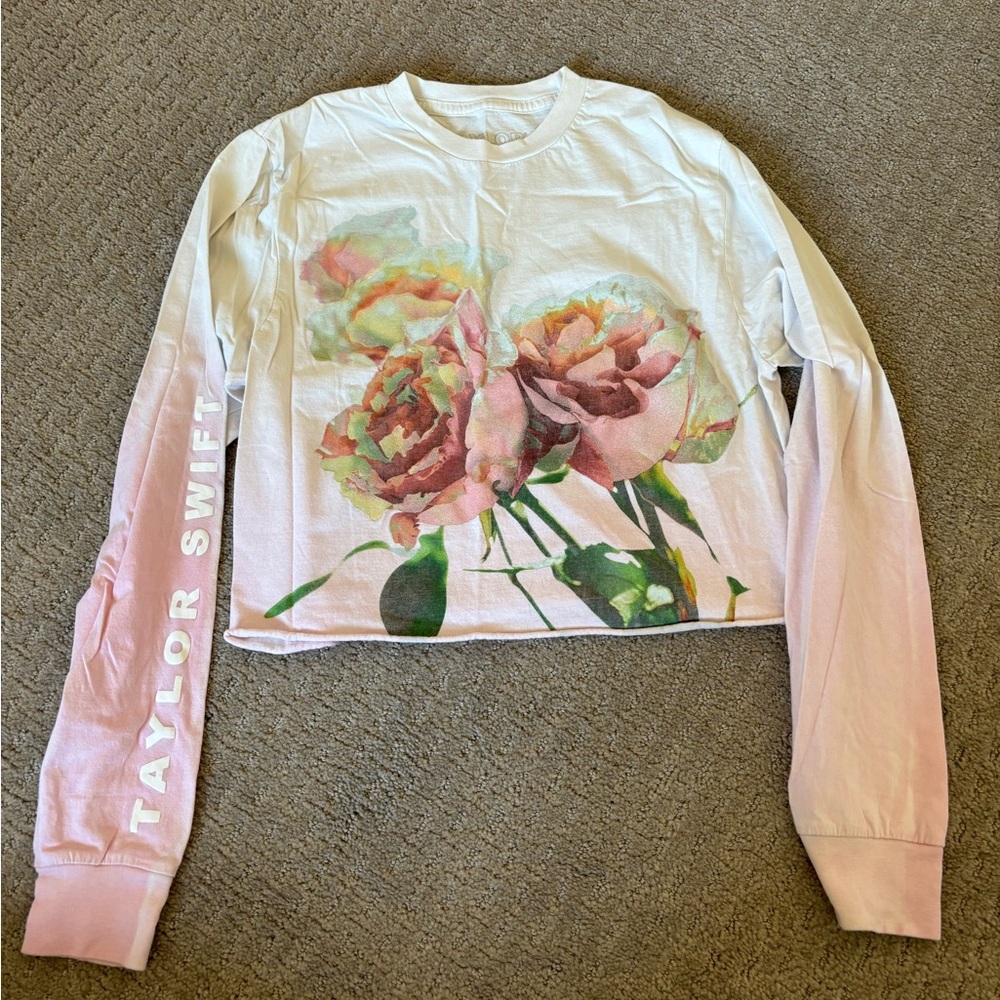 Official Taylor Swift Lover Roses Cropped Long Sleeved Tee - Limited Edition